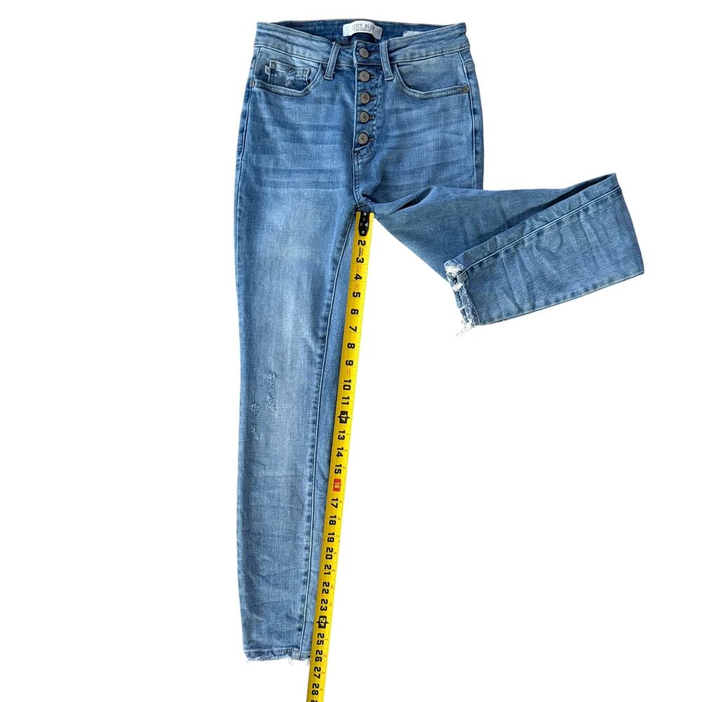 Judy Blue Skinny Jeans Distressed Button Fly Mid Rise Stretch Denim Size 3 - Picture 14 of 16